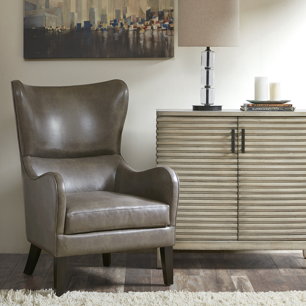 

Madison Park - Arianna Swoop Wing Chair - Brown - See below