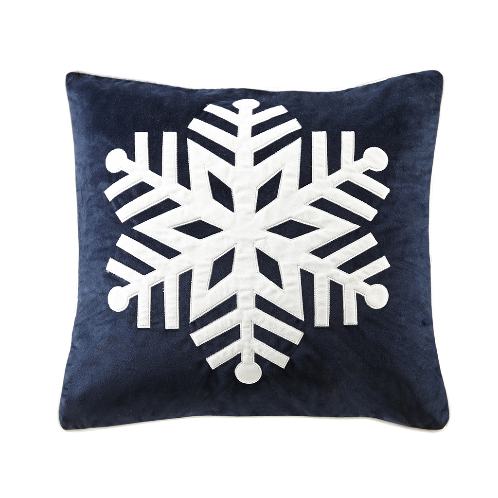 

Madison Park - Velvet Snowflake Square Pillow - Navy - 20x20