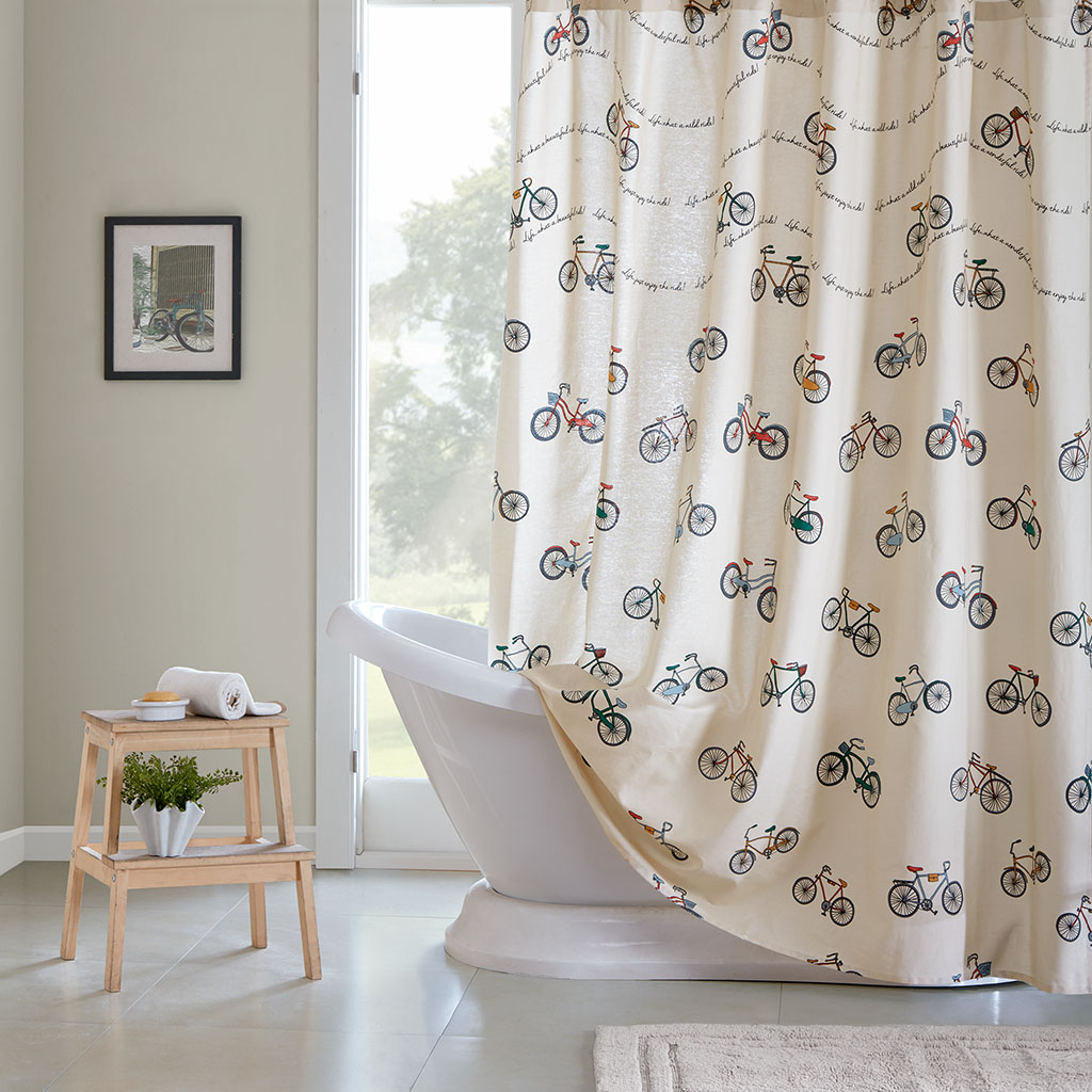 

HipStyle - Raleigh Cotton Printed Shower Curtain - Multi - 72x72