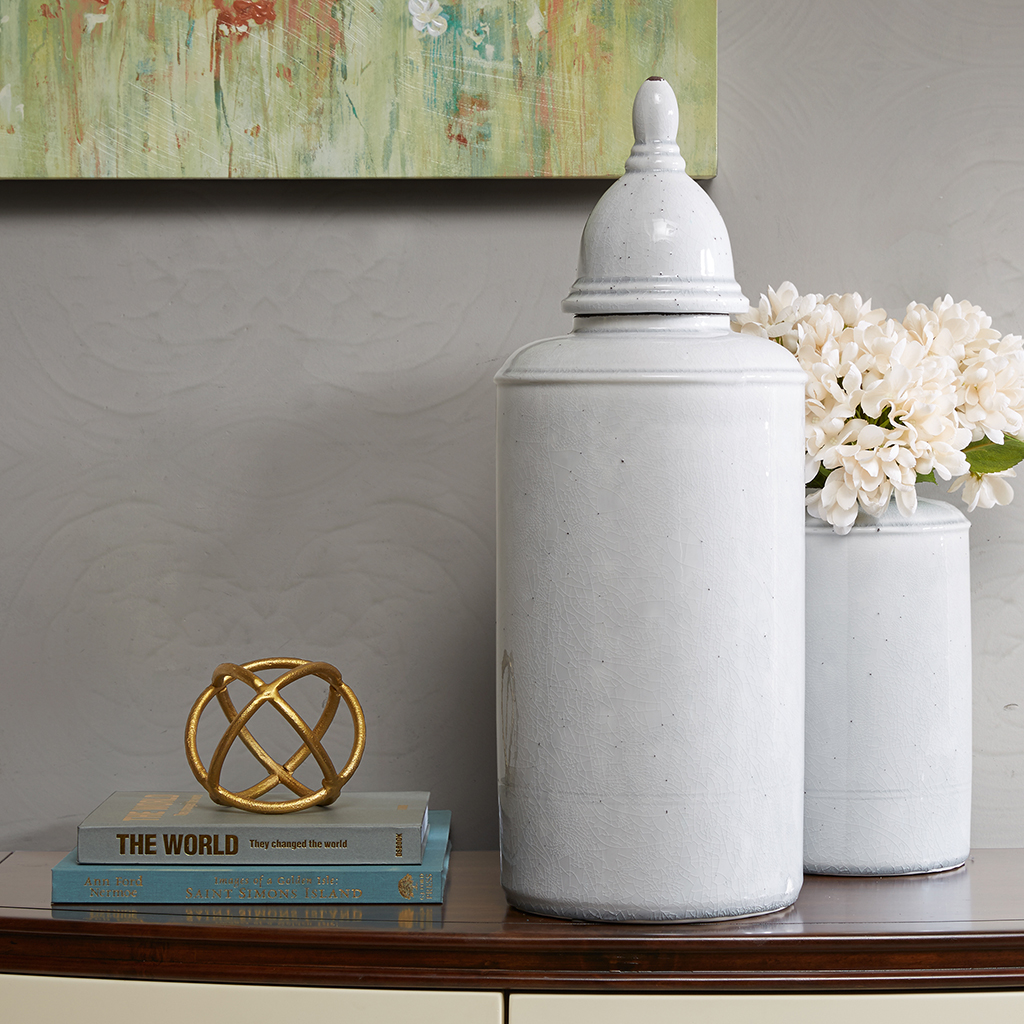 

Madison Park Signature - Clift Ceramic Jar - Light Grey - Large
