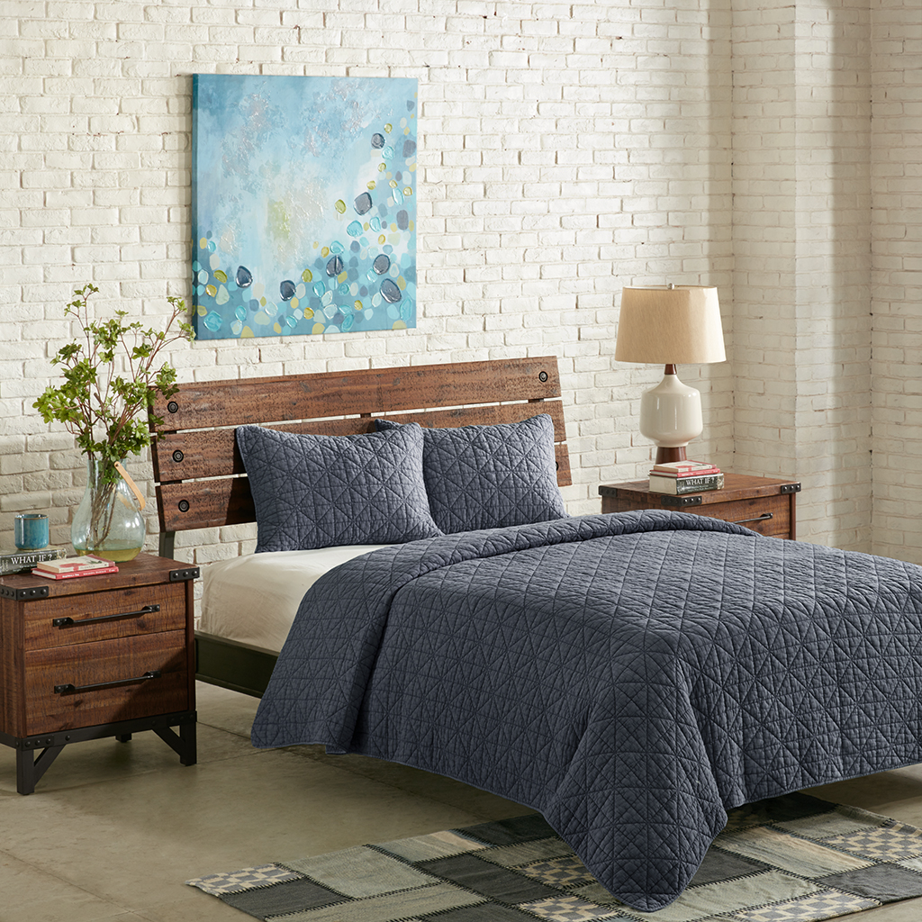 

INK+IVY - Morris 3 Piece Coverlet Set - Blue - Full/Queen