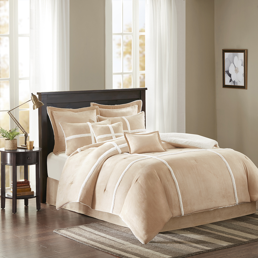 

Madison Park - Weston Suede Comforter Set - Tan - Cal King