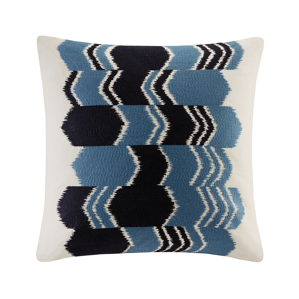 

INK+IVY - Zamir Embroidered Arrow Ikat Decorative Pillow - Blue - 20x20