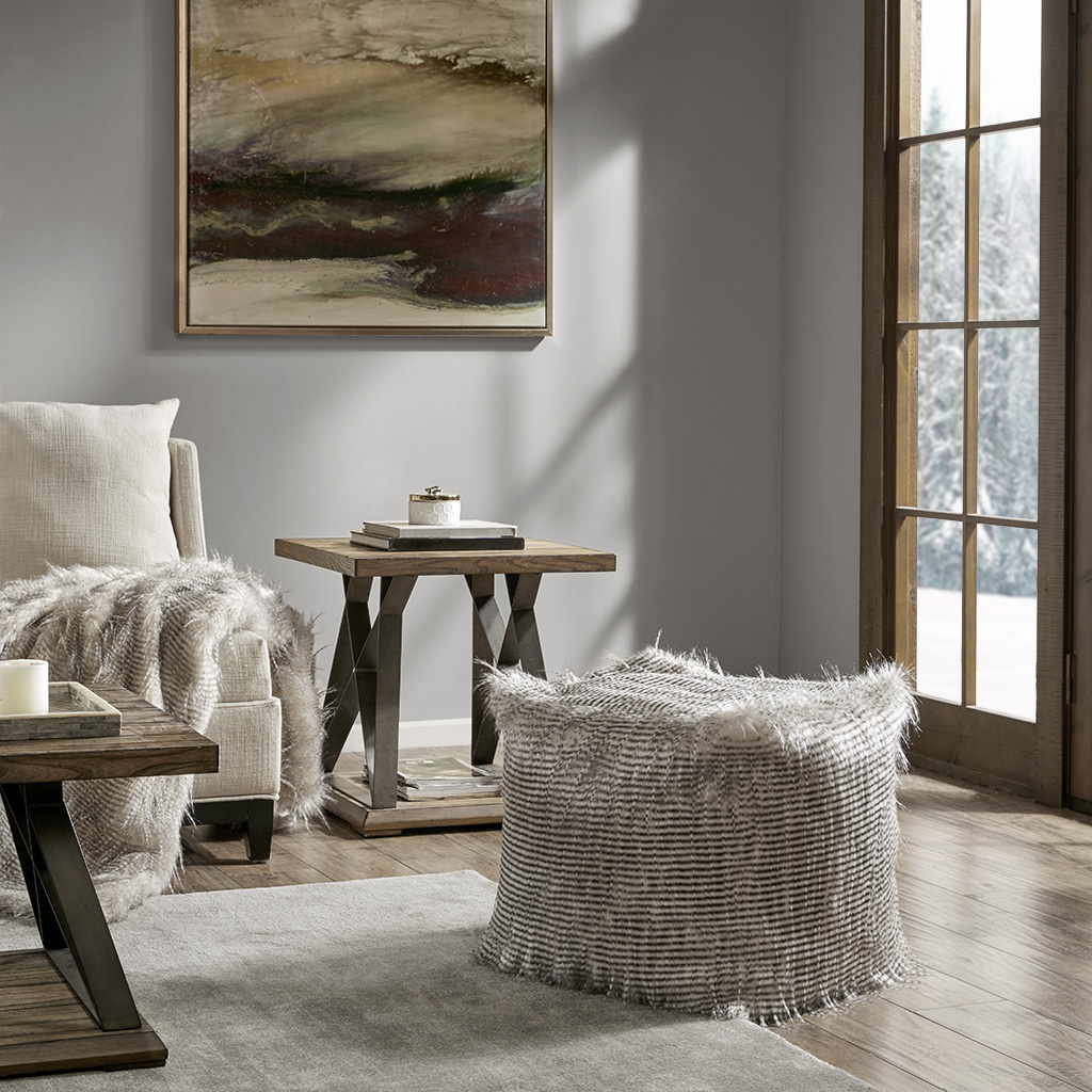 

Madison Park - Edina Eyelash Faux Fur Pouf - Natural - 18x18x18