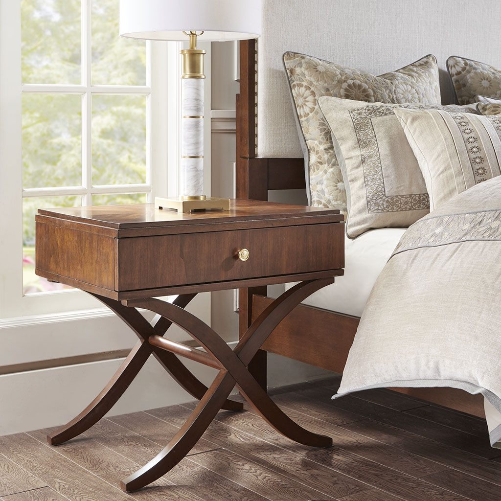 

Madison Park Signature - Eleanor Nightstand "X" Legs - Brown - See below