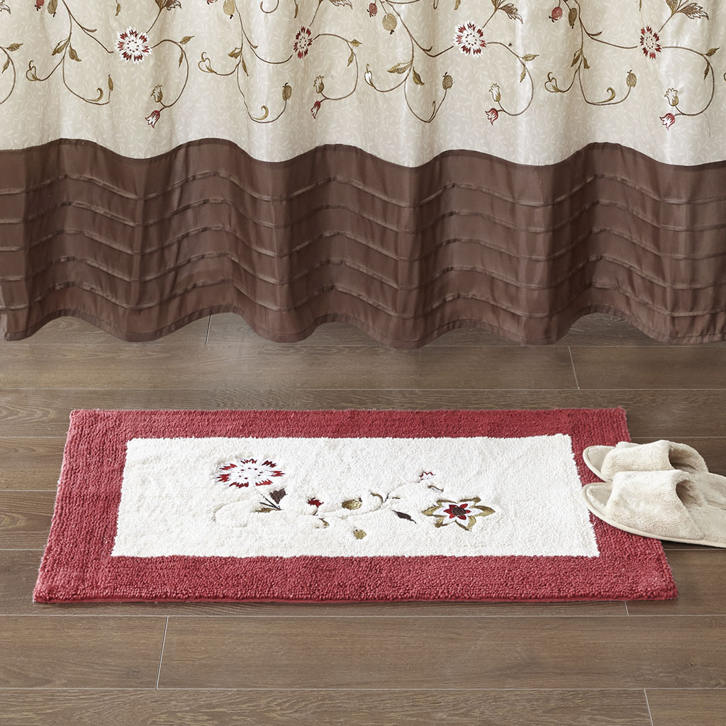 

Madison Park - Serene Embroidered Cotton Tufted Rug - Red - 21x34