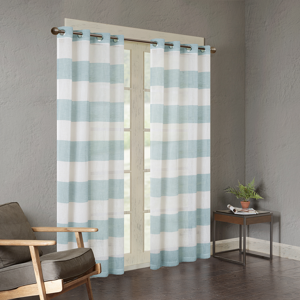 

Urban Habitat - Mason Yarn Dyed Woven Sheer Window Panel - Blue - 95" Panel