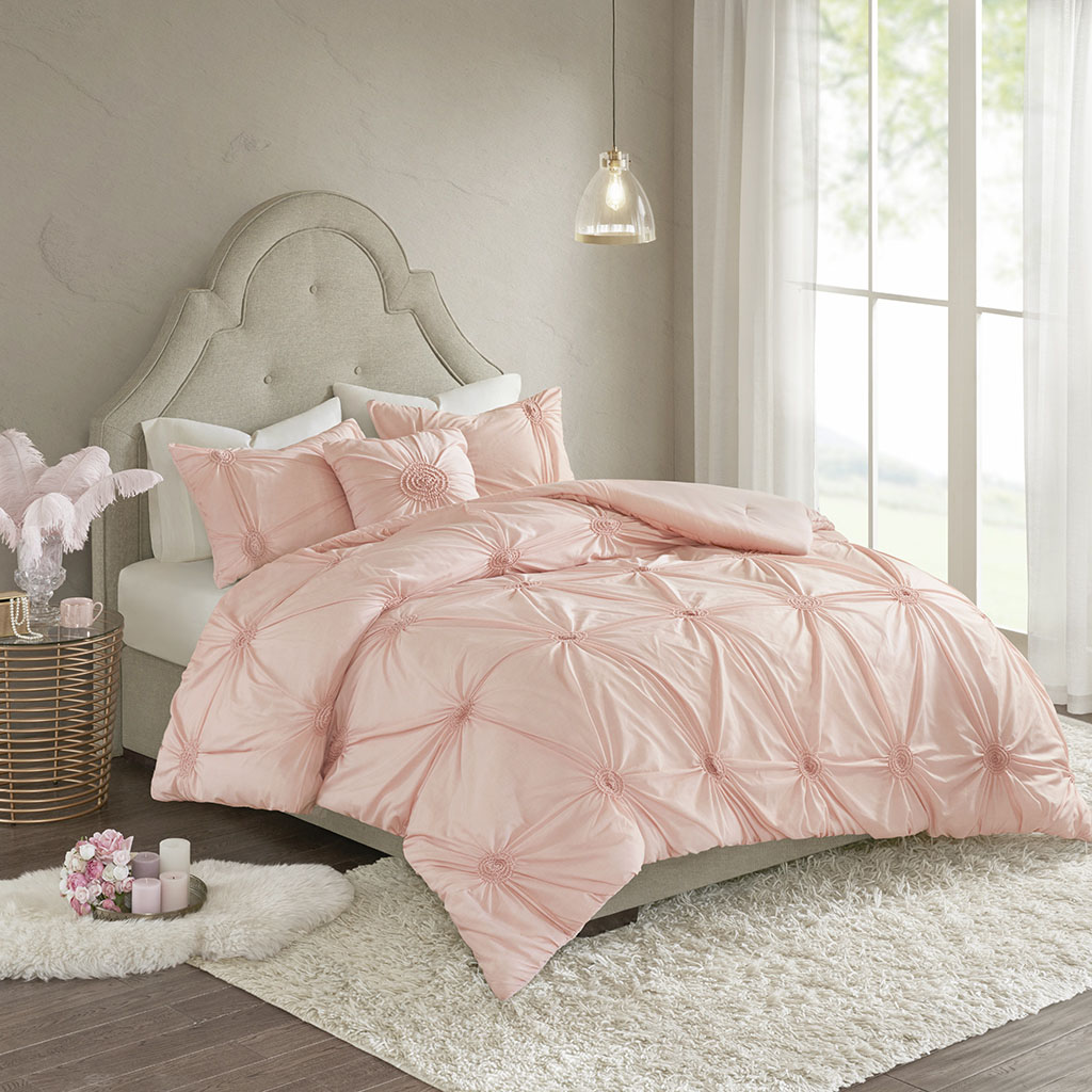 

Madison Park - Leila 4 Piece Comforter Set - Blush - Full/Queen