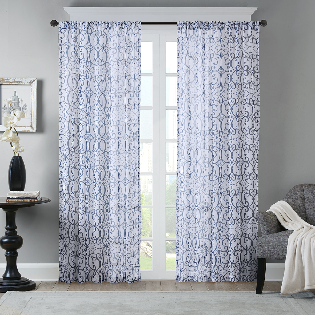 

Bombay - Frank Window Curtain Pair - Blue - 84" Panel