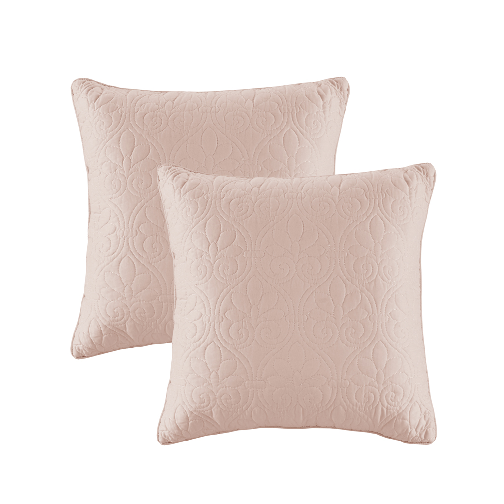 

Madison Park - Quebec 20x20" Quilted Square Pillow Pair - Blush - 20x20