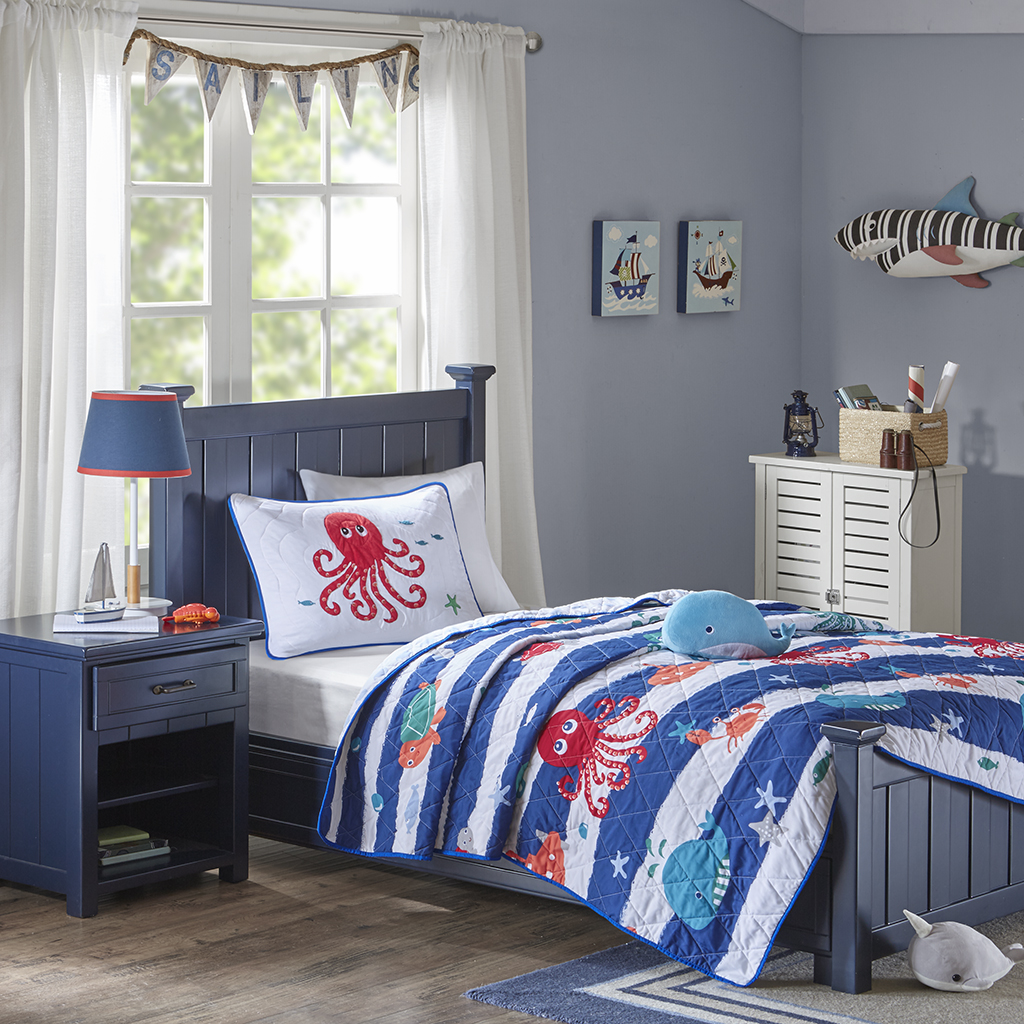 

Mi Zone Kids - Sealife Coverlet Set - Blue - Full/Queen