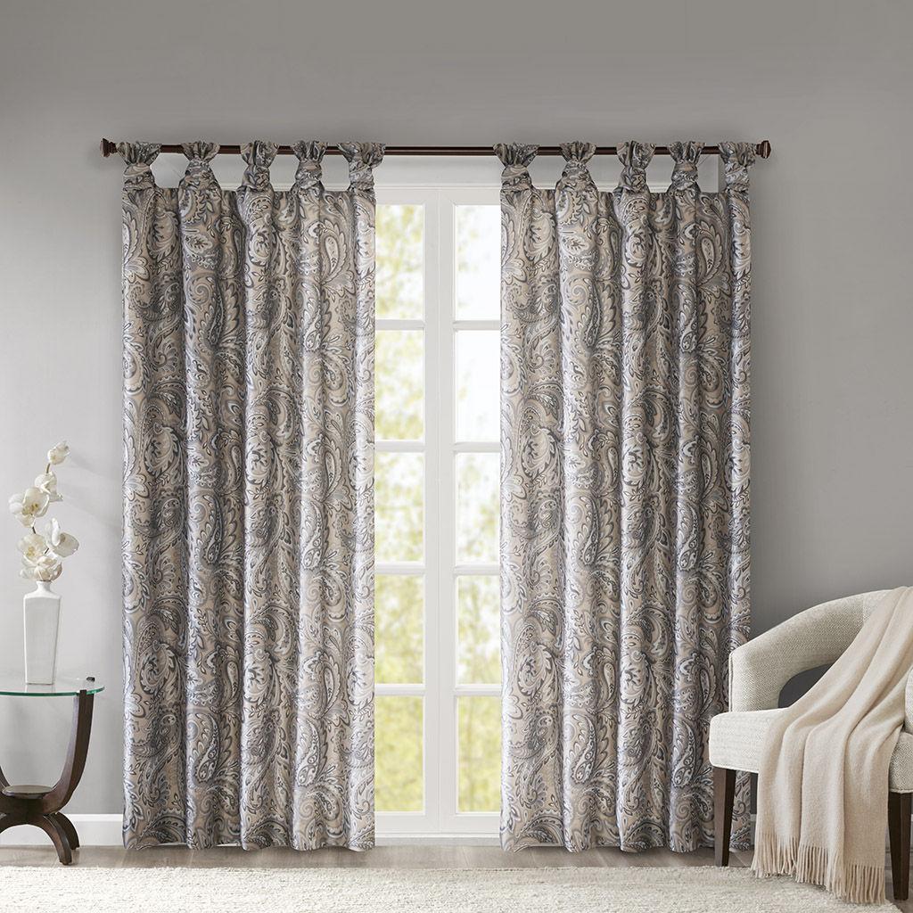 

Madison Park - Yvette Twist Tab Paisley Printed Window Panel - Taupe - 50x84