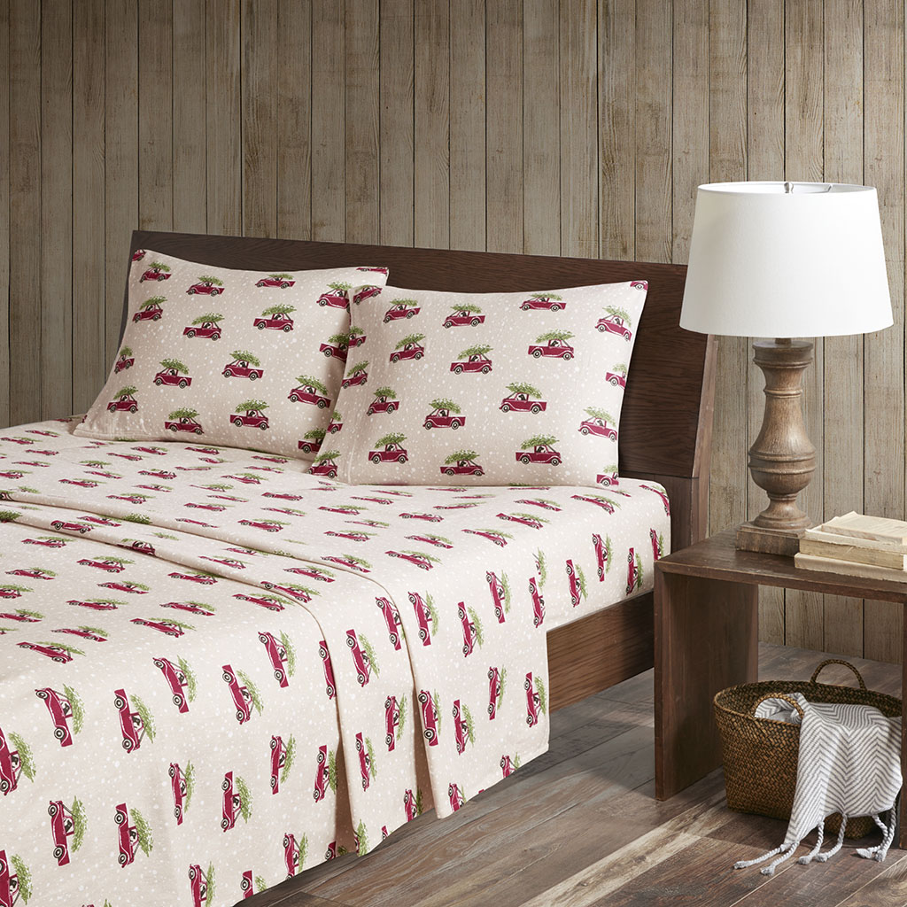 

Woolrich - Flannel Cotton Sheet Set - Tan Cars - Full