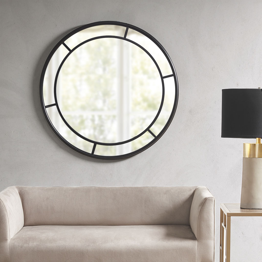 

Martha Stewart - Katonah Round Accent Mirror - Matte Black - See below