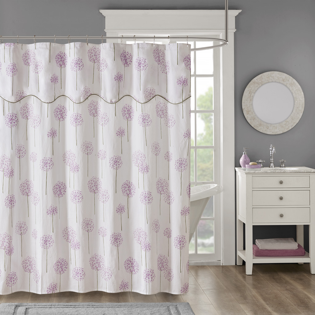 

Madison Park - Blossom Cotton Sateen Shower Curtain - Purple - 72x72