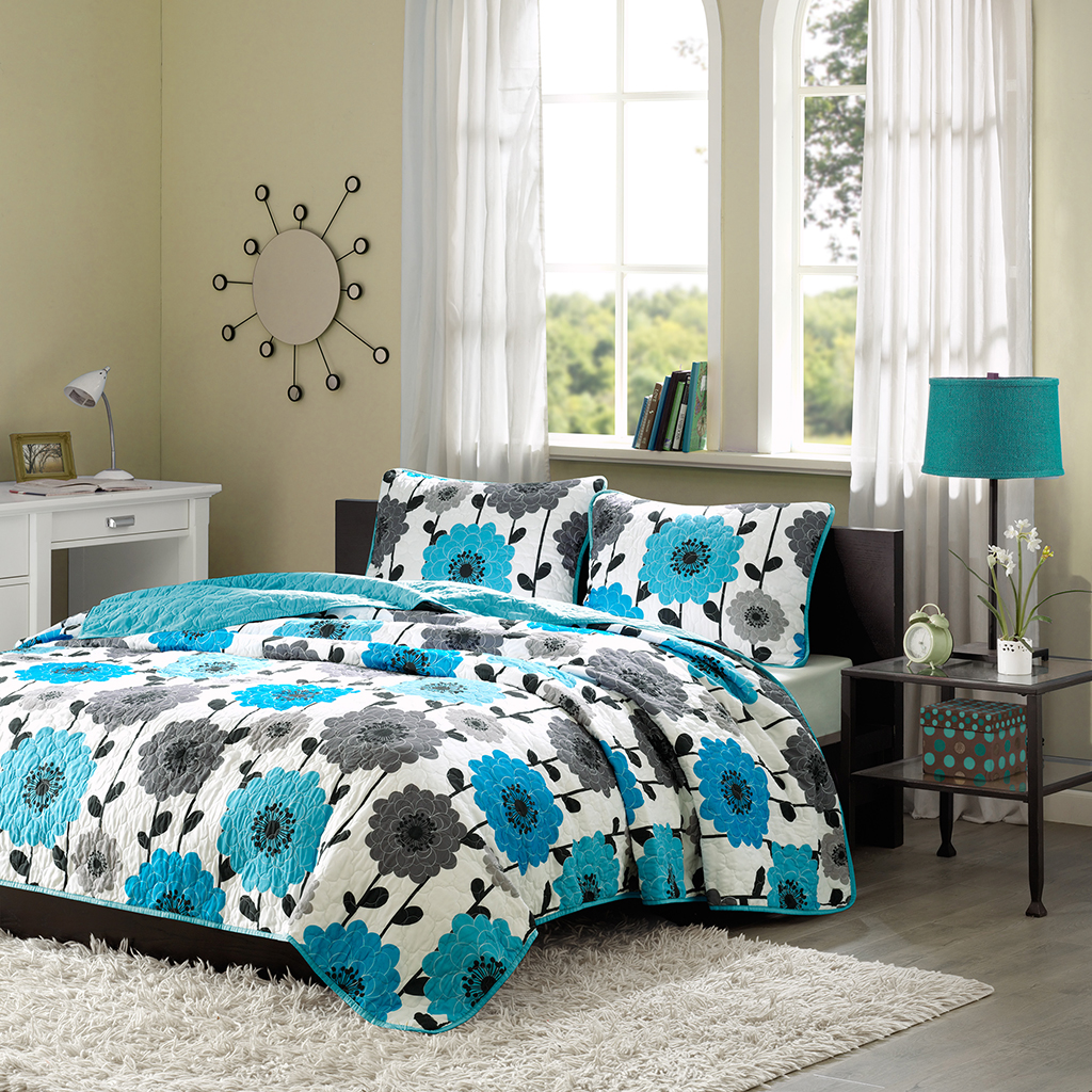 

Mi Zone - Anthea Coverlet Set - Blue - Full/Queen