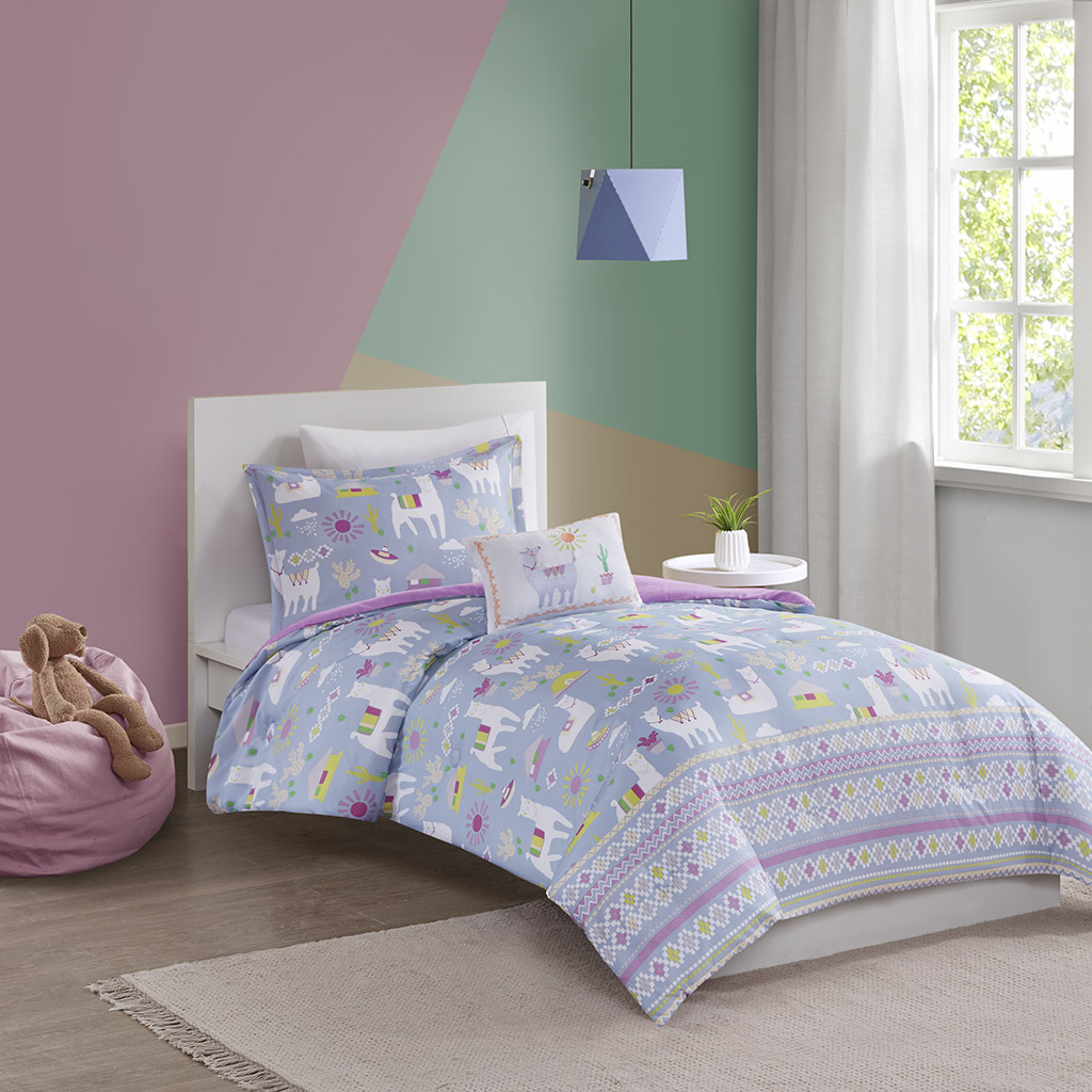 

Mi Zone Kids - Andes Printed Llama Comforter Set - Lavender - Twin