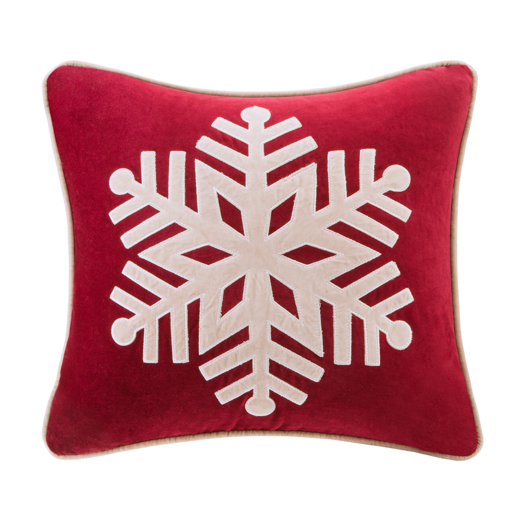 

Madison Park - Velvet Snowflake Square Pillow - Red - 20x20