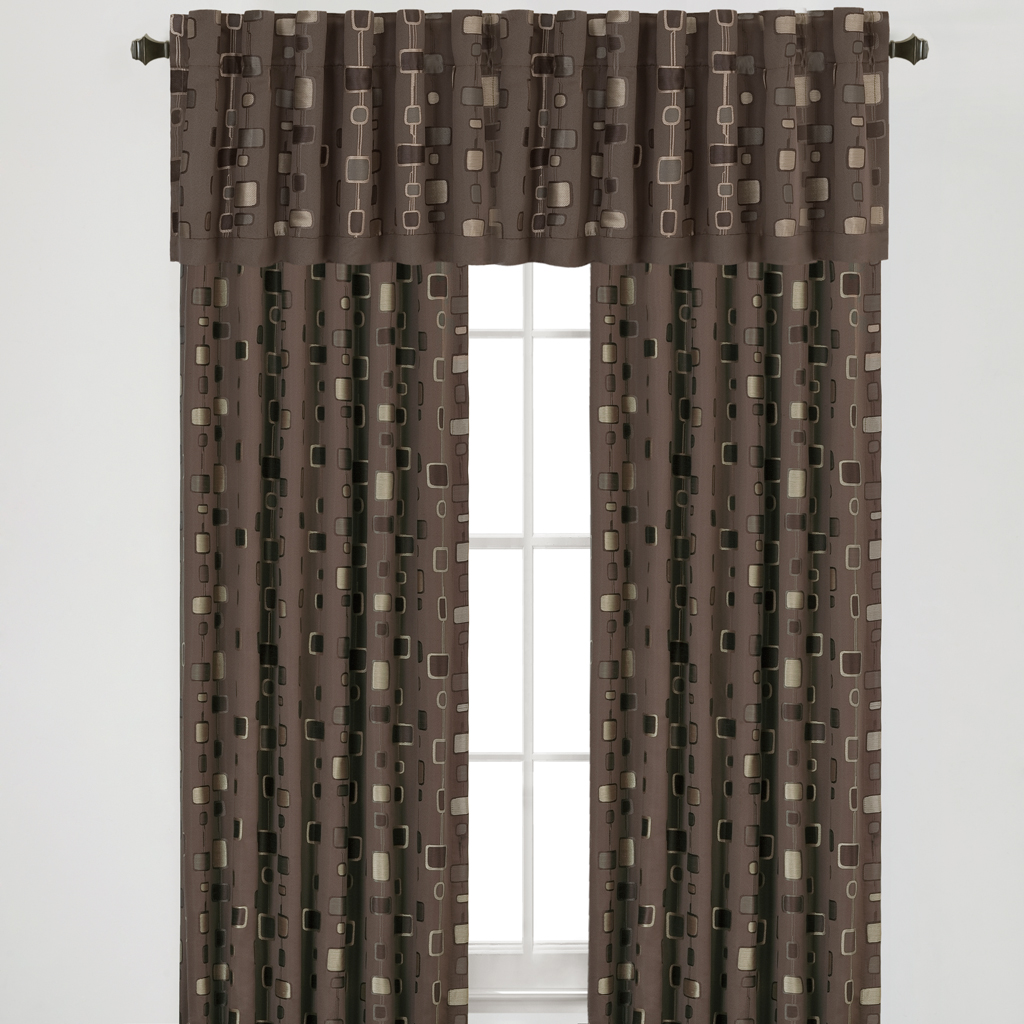 

Madison Park - Modern Squares Eco Friendly Curtain - Brown - 95" Panel