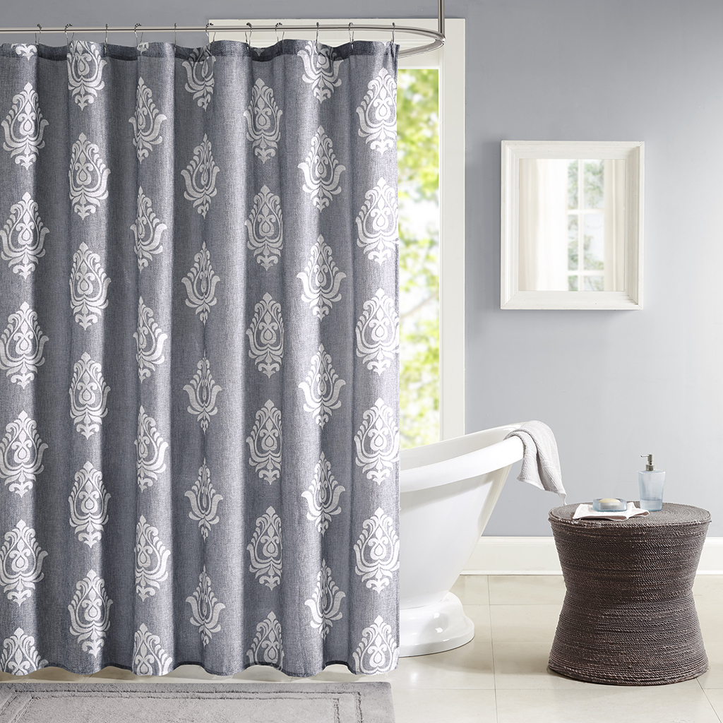 

Madison Park - Montclair Texture Printed Shower Curtain - Charcoal - 72x72