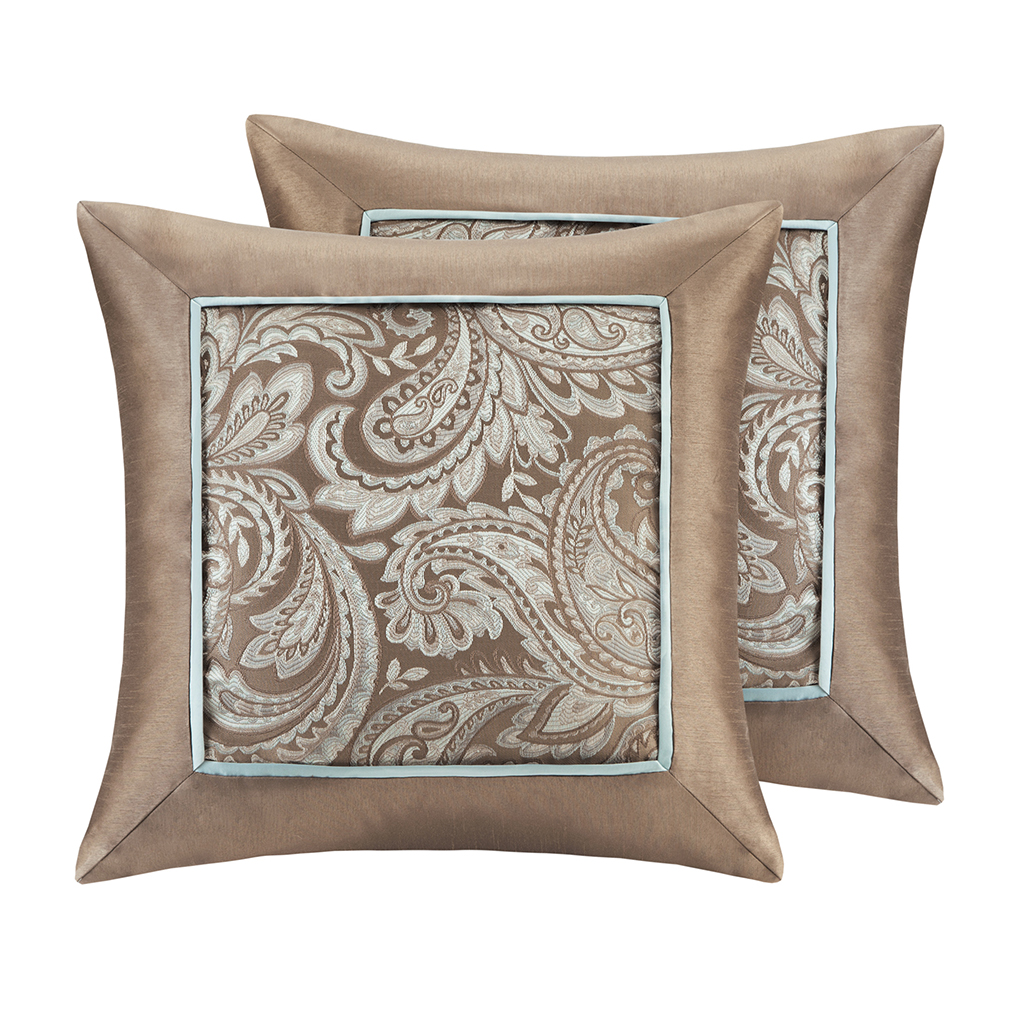 

Madison Park - Aubrey Jacquard Square Pillow Pair - Blue - 20x20
