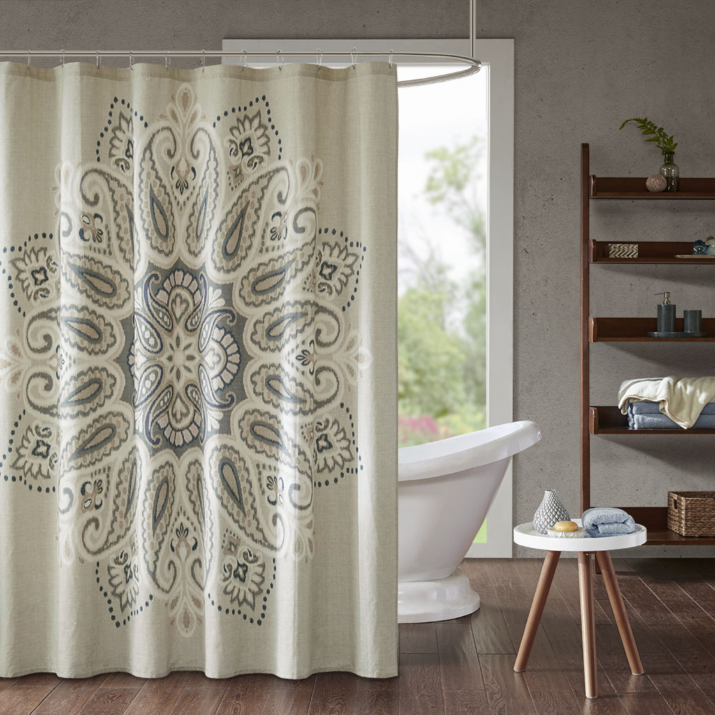 

INK+IVY - Sky Cotton Printed Shower Curtain - Blush/Neutral - 72x72