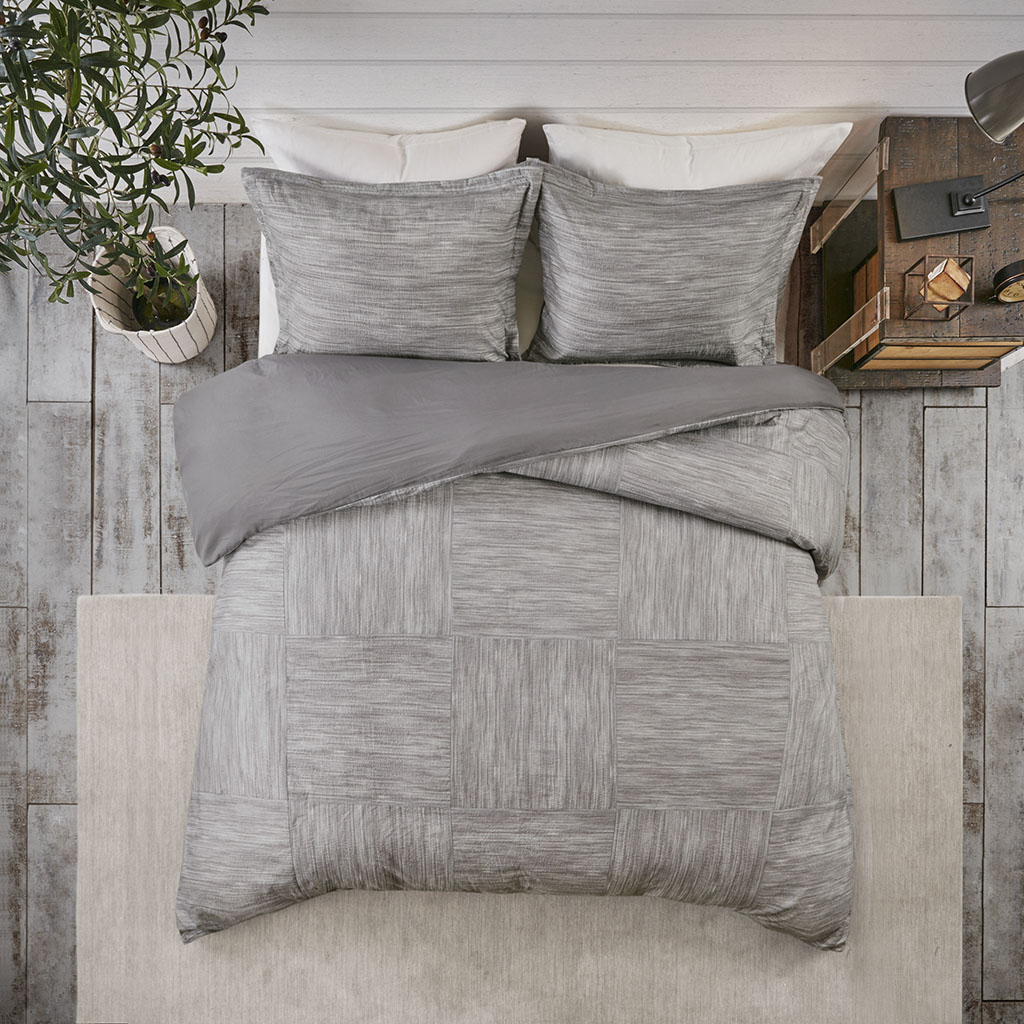 

Madison Park - Walter 3 Piece Printed Seersucker Duvet Cover Set - Grey - King/Cal King