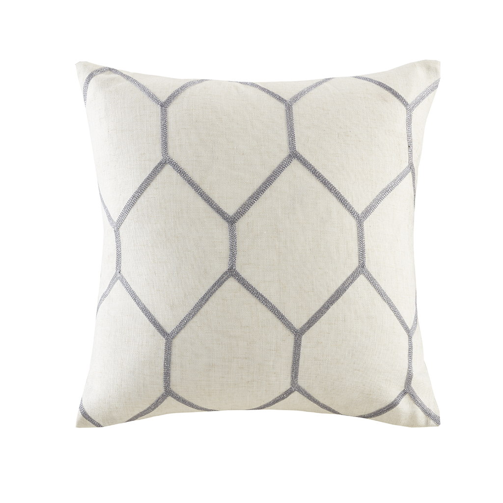 

Madison Park - Brooklyn Metallic Geo Embroidered Pillow Pair - Grey - 20x20