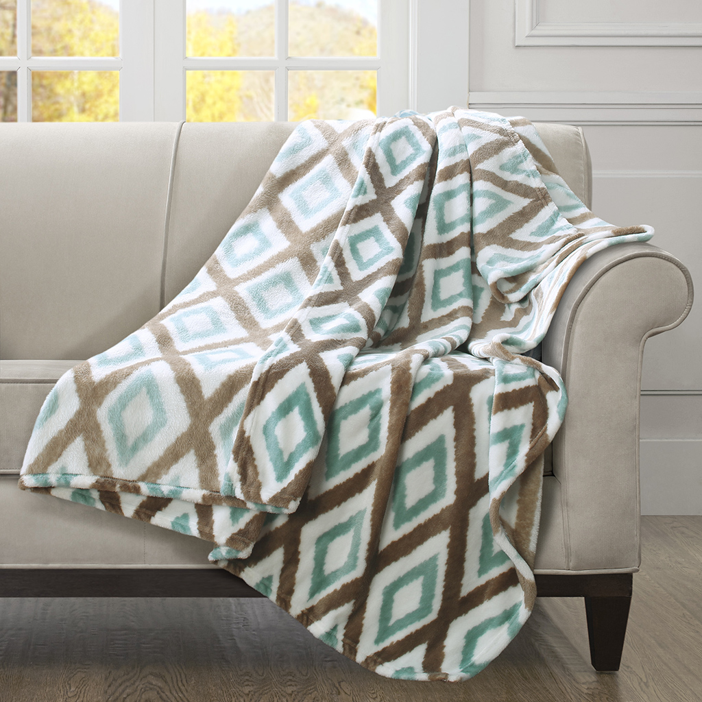 

Madison Park - Ikat Diamond Throw - Aqua - 60x70