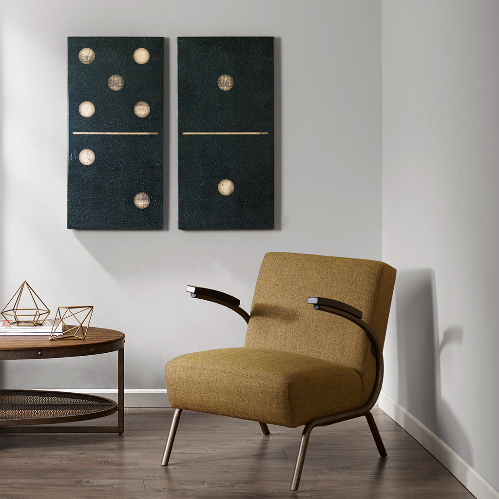 

INK+IVY - Two Black Dominos 2 Piece Set Gel Coat Printed on Canvas - Black - See below