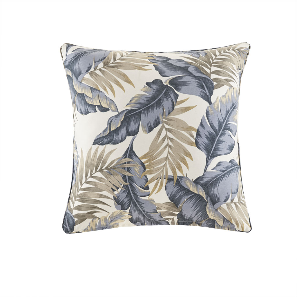 

Madison Park - Coco Printed Leaf 3M Scotchgard Outdoor Square Pillow - Indigo - 20x20