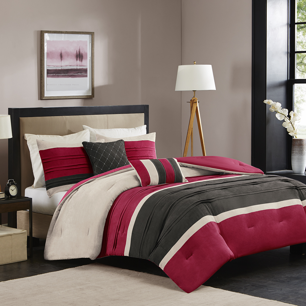 

Madison Park - Collins 5 Piece Comforter Set - Red - Queen