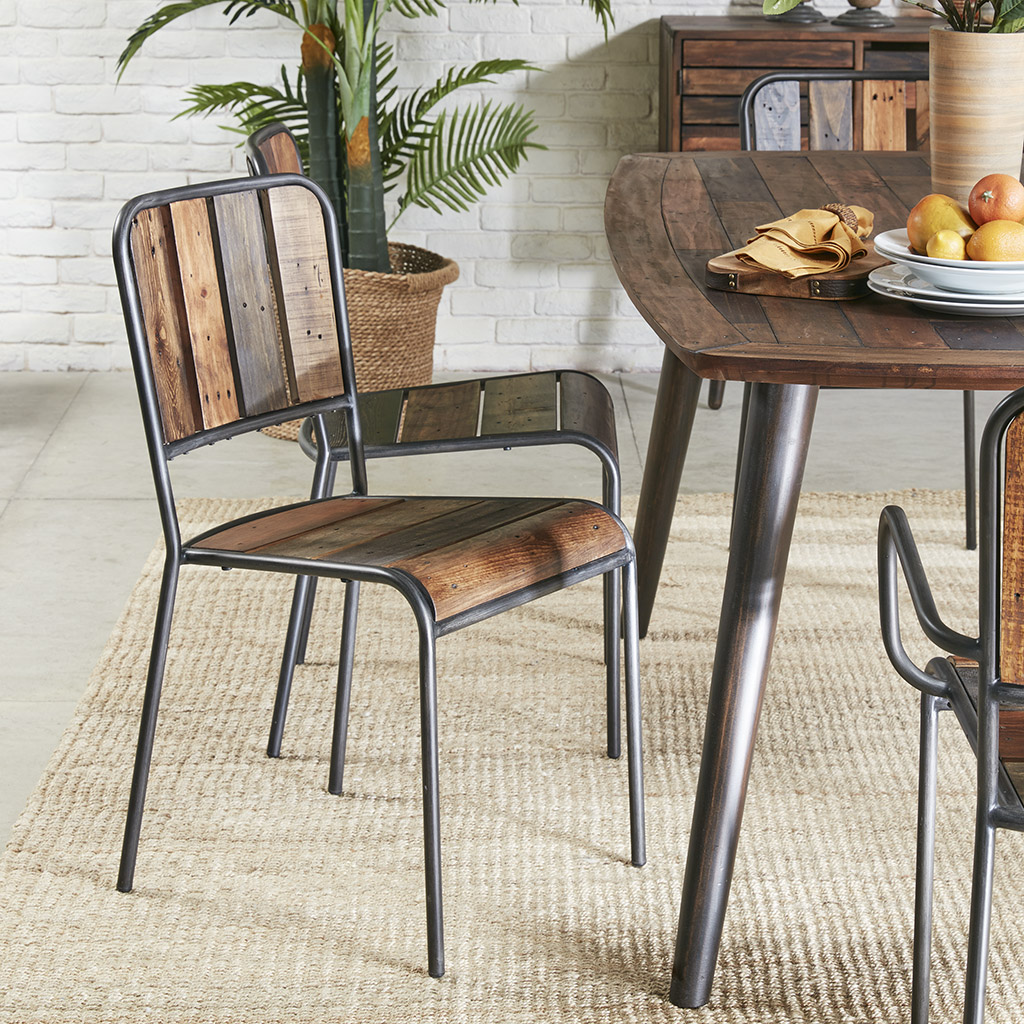 

INK+IVY - Renu Dining Chair (Set of 2) - Light Brown Multi /Gunmetal - See below