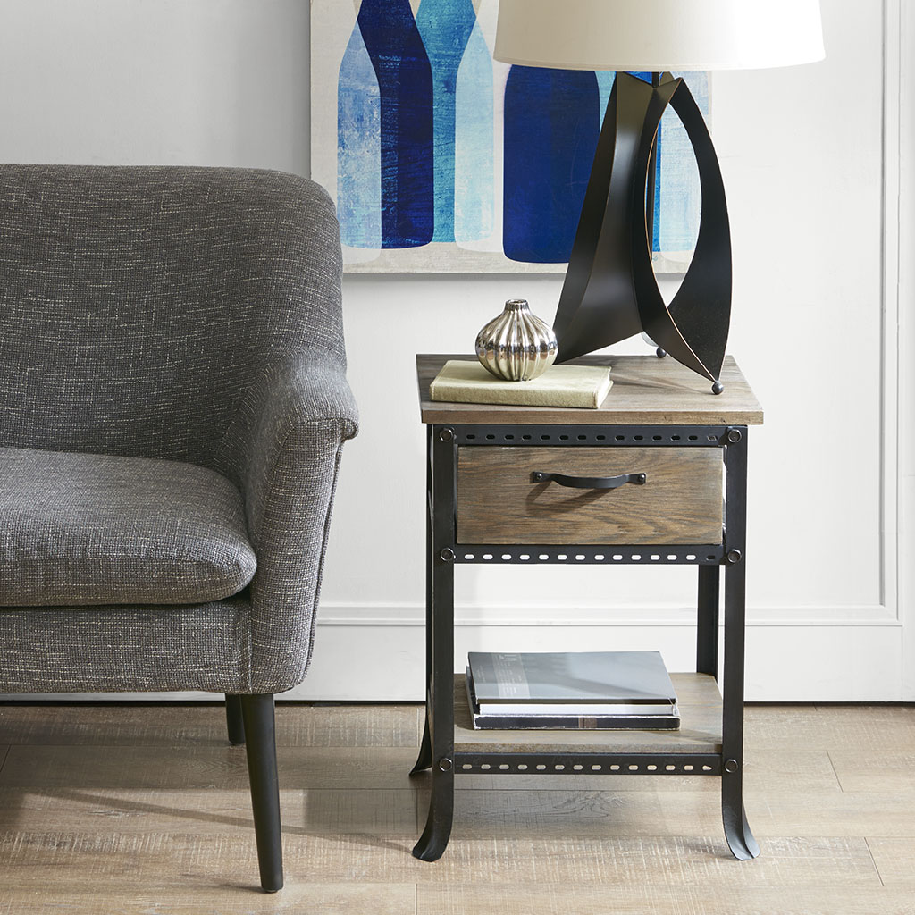 

Madison Park - Cirque End Table with Drawer - Grey - See below