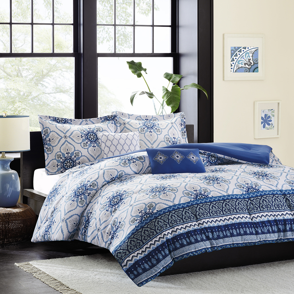

Intelligent Design - Cassy Comforter Set - Blue - Twin/Twin XL