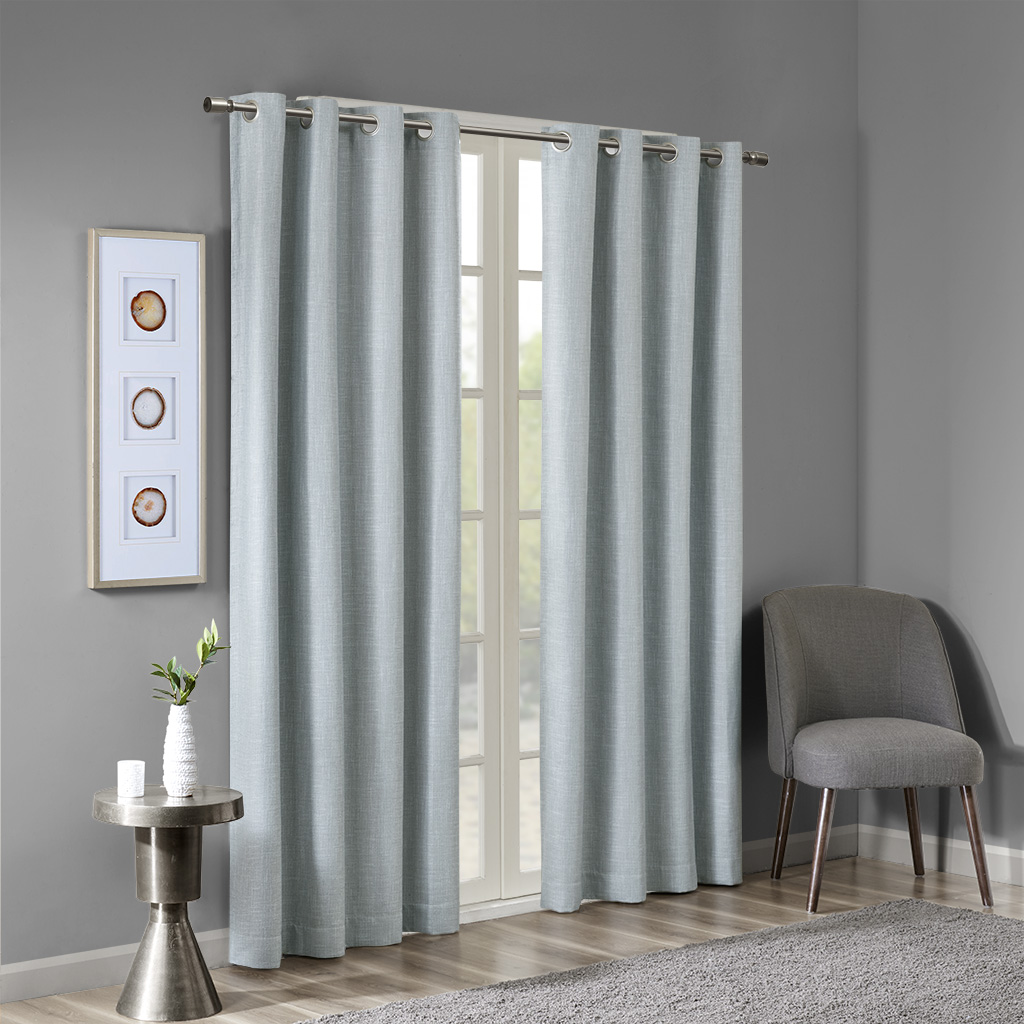 

SunSmart - Maya Printed Heathered Blackout Grommet Top Curtain Panel - Aqua - 50x95