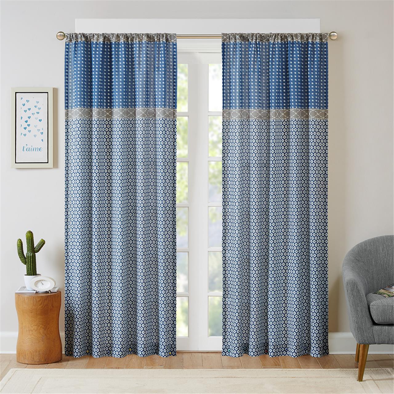 

Intelligent Design - Charlie Printed Multi Pattern Panel - Navy - 84" Panel
