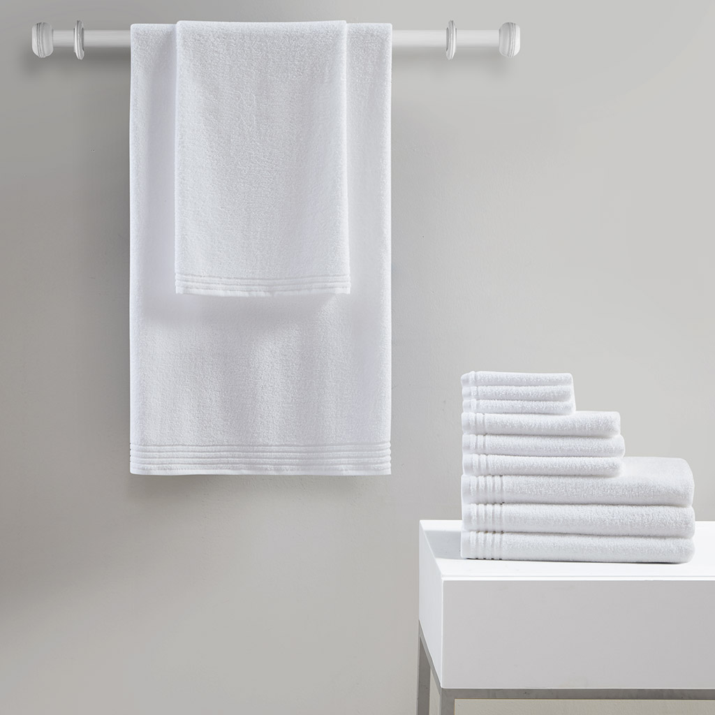 

510 Design - Big Bundle 100% Cotton 12 Piece Bath Towel Set - White - 28x52