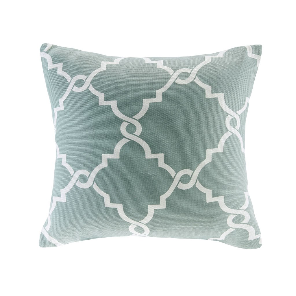 

Madison Park - Saratoga Fretwork Print Square Pillow - Seafoam - 20x20
