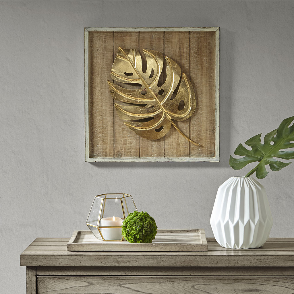 

Madison Park - Monstera Leaf - Brown/Gold - Monstera