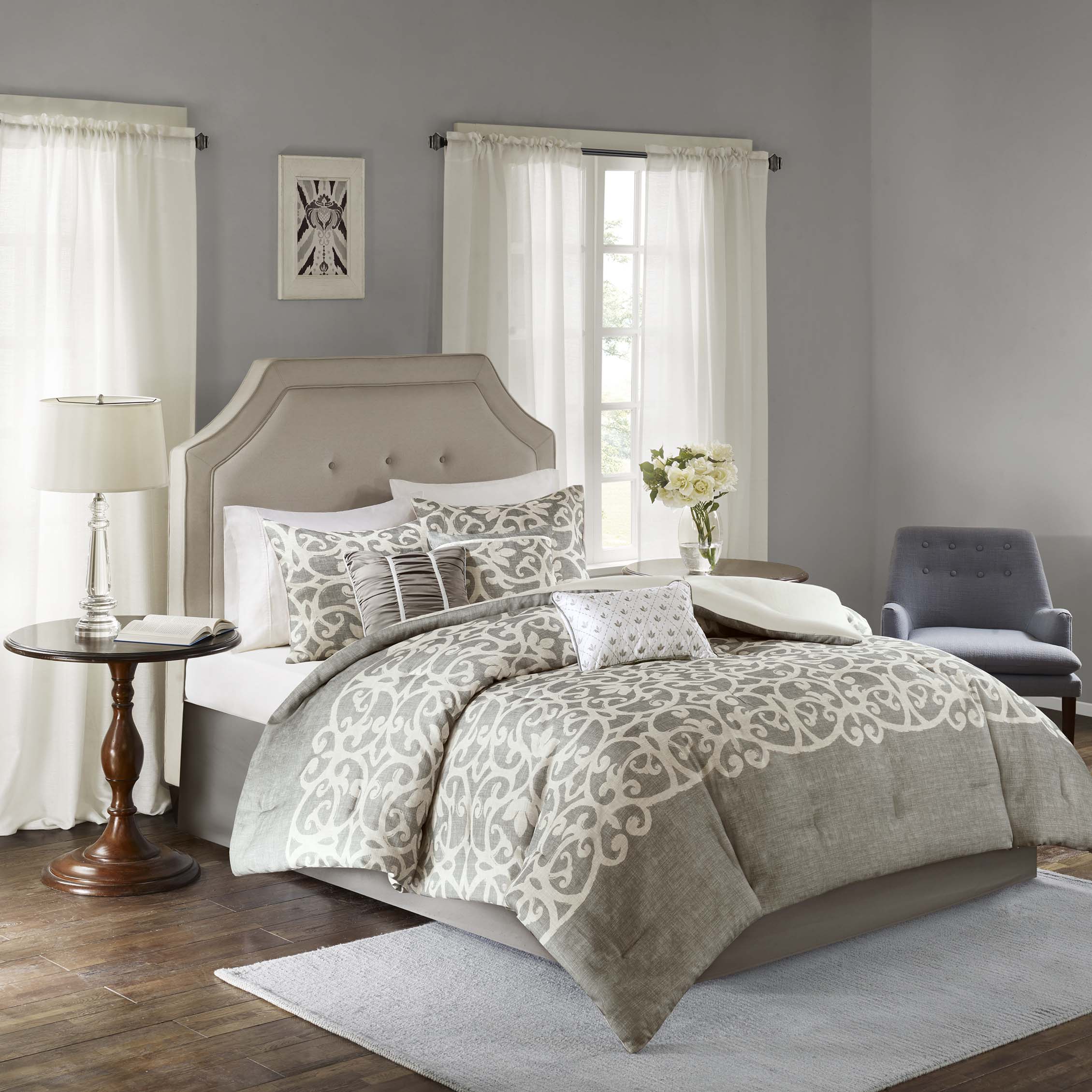 

Madison Park - Cortana 7 Piece Comforter Set - Grey - King