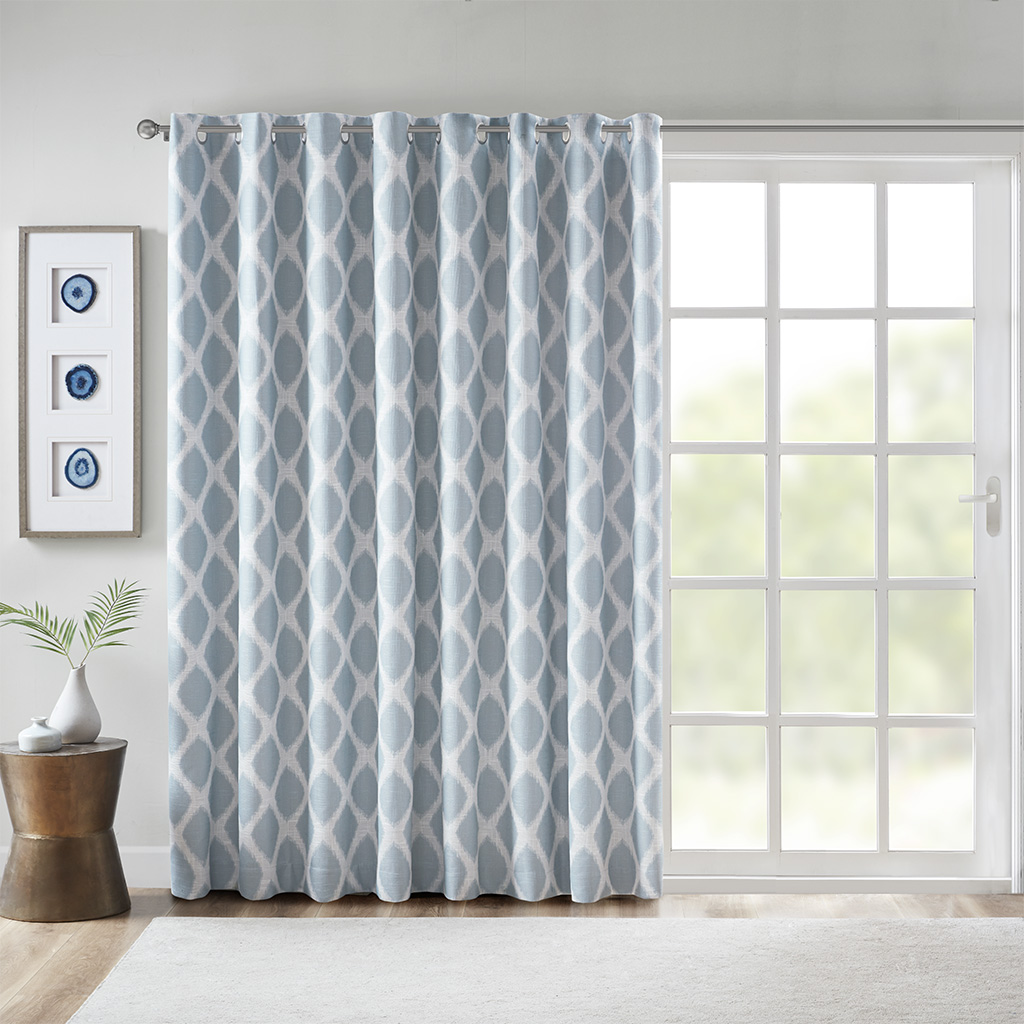

SunSmart - Blakesly Printed Ikat Blackout Patio Curtain - Aqua - 100x84