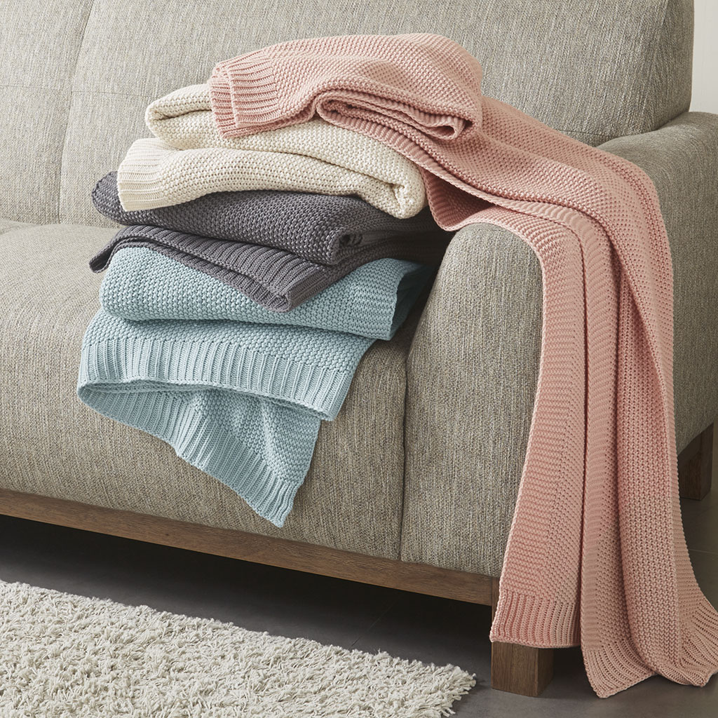 

INK+IVY - Bree Knit Throw - Coral - 50x60