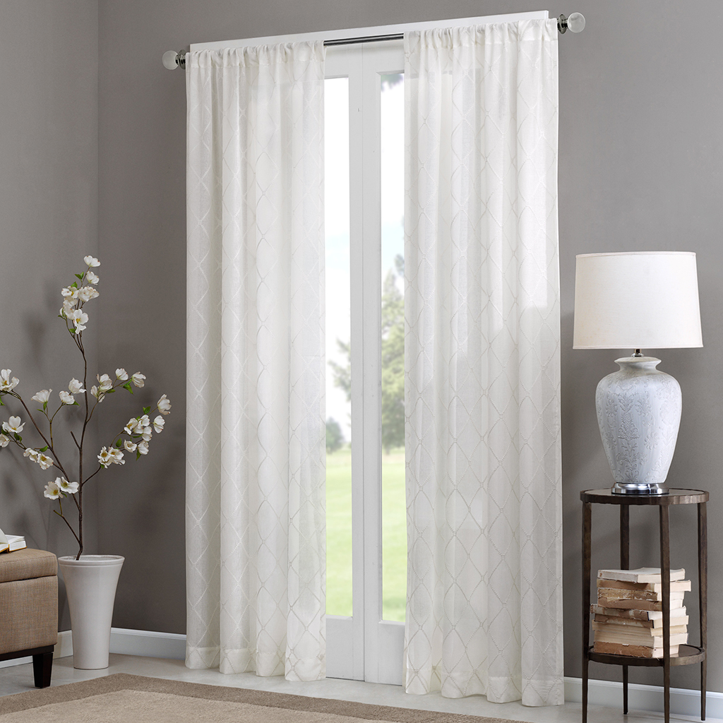 

Madison Park - Irina Diamond Sheer Window Curtain - White - 84" Panel
