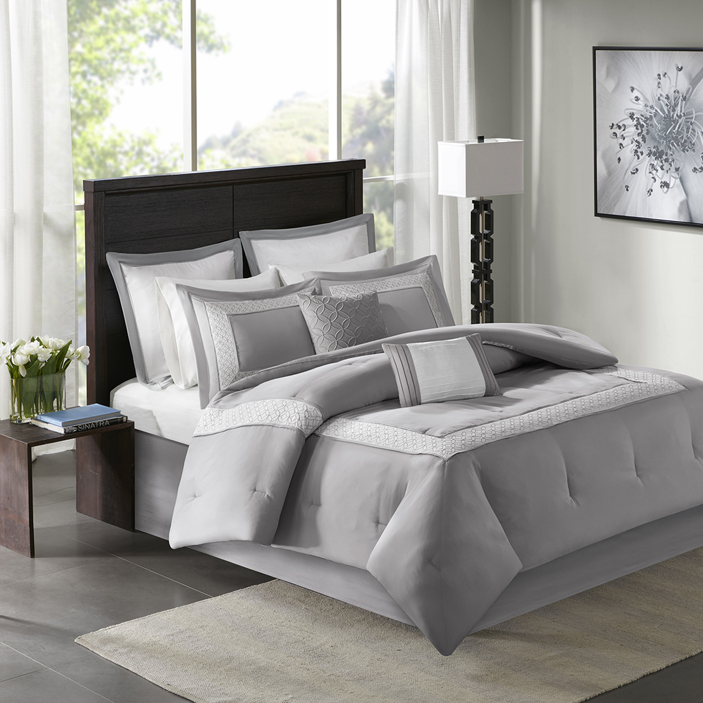 

Madison Park - Stratford 8 Piece Comforter Set - Grey - Cal King