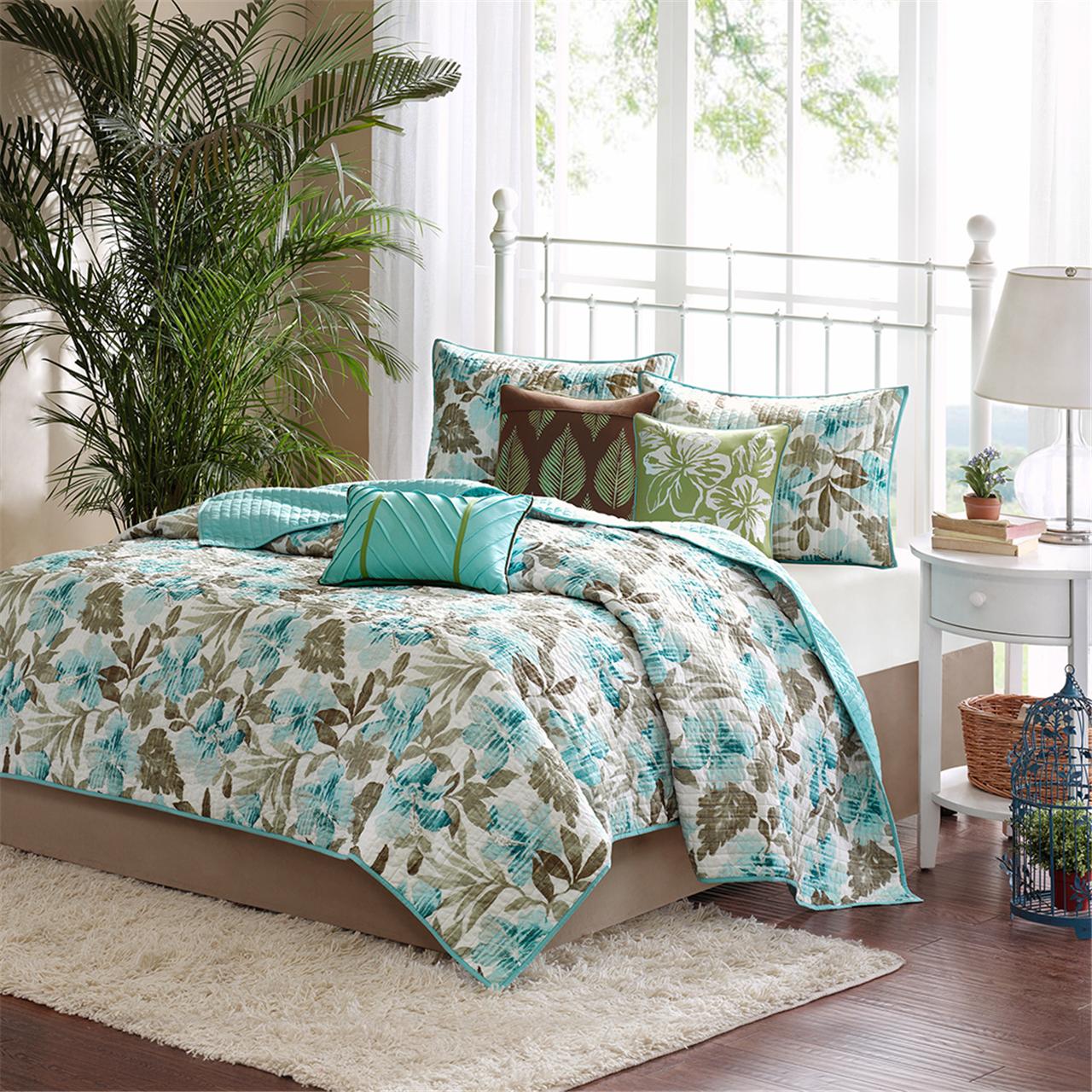 

Madison Park - Martinique 6 Piece Coverlet Set - Teal - King/Cal King