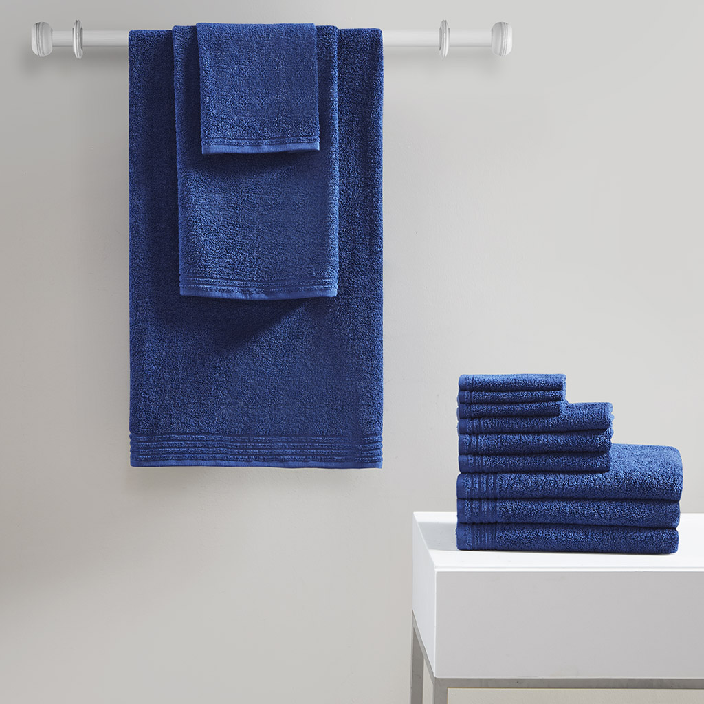 

510 Design - Big Bundle 100% Cotton 12 Piece Bath Towel Set - Navy - 28x52