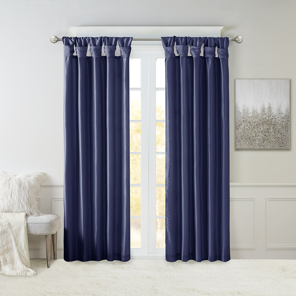 

Madison Park - Emilia Twist Tab Lined Window Curtain - Navy - 108" Panel