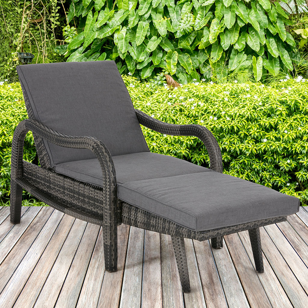 Madison Park - Danielle Outdoor Lounge Convertible to Chaise - Dark Gray - See below