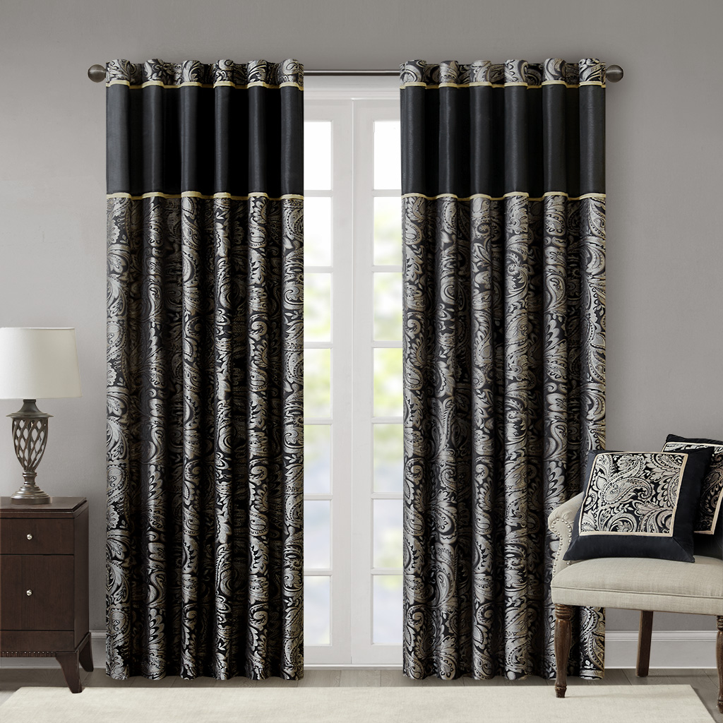 

Madison Park - Aubrey Jacquard Panel Pair - Black - 95" Panel
